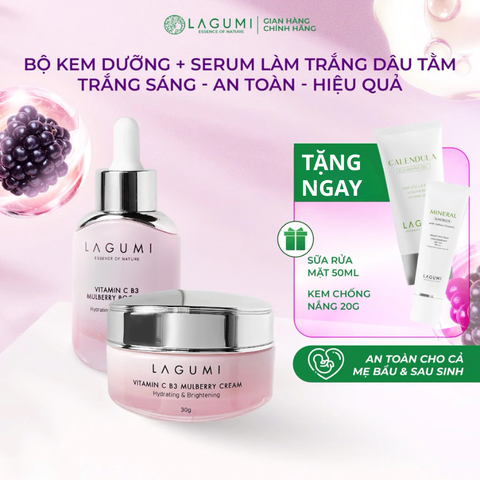 Bộ Kem Dưỡng & Serum Làm Trắng Mờ Thâm Nám Dâu Tằm B3 - Trắng Sáng -An Toàn- Hiệu Quả