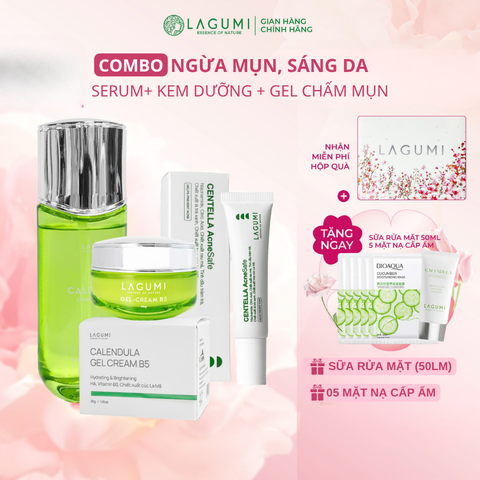COMBO NGỪA MỤN SÁNG DA ( 1 Kem dưỡng  + 1 Serum + 1 Gel chấm mụn )