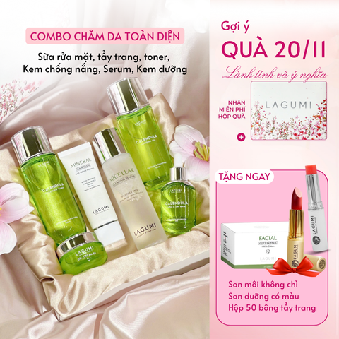 Combo chăm sóc da toàn diện 6 món Lagumi Làm sạch sâu - Cấp ẩm - Kiềm dầu - Bảo vệ da tối ưu