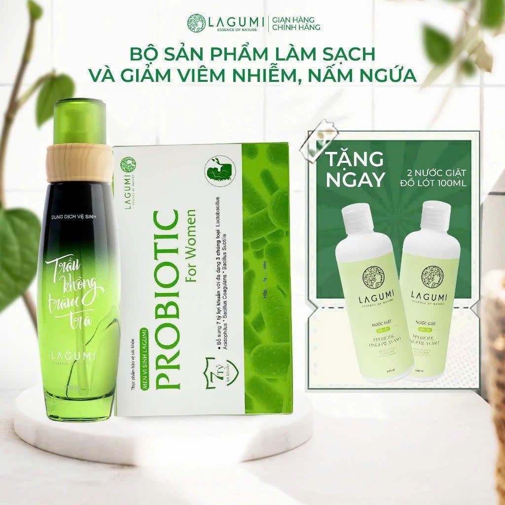  Bộ Dung Dịch Vệ Sinh Nữ Và Men Vi Sinh Phụ Khoa Lagumi Giúp Giảm Viêm Nấm Ngứa 