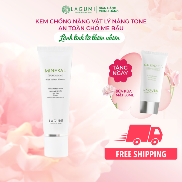 Combo Cấp ẩm và bảo vệ da 2 món Kem dưỡng B5 và Kem chống nắng nhụy hoa nghệ tây Lagumi