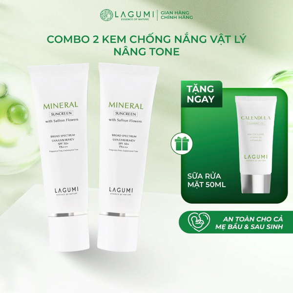 Kem chống nắng vật lý nâng tone Lagumi chiết xuất nhụy hoa nghệ tây 50gr