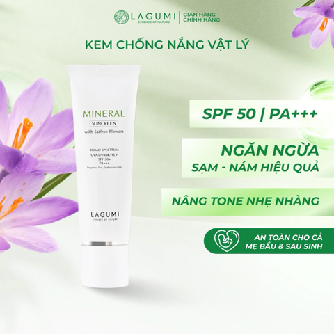 Kem chống nắng vật lý nâng tone Lagumi chiết xuất nhụy hoa nghệ tây 50gr
