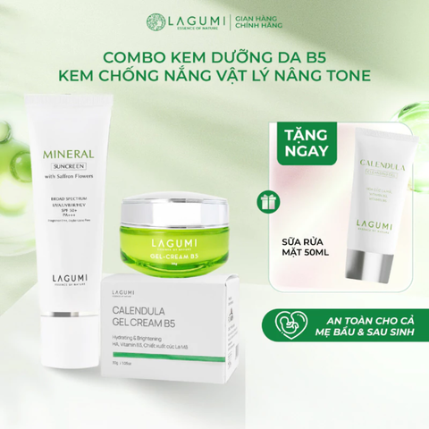Combo Kem dưỡng cấp ẩm kiểm dầu ngừa mụn sáng da  và kem chống nắng vật lý