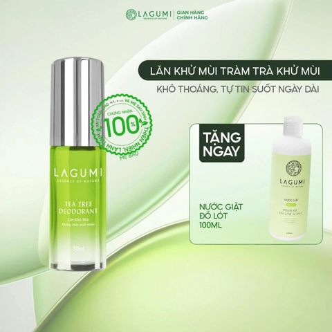 Lăn khử mùi tràm trà Lagumi không muối nhôm công nghệ ngăn mùi Nhật Bản khô thoáng đến 24h dung tích 30ml