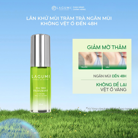 Lăn khử mùi tràm trà Lagumi không muối nhôm công nghệ ngăn mùi Nhật Bản khô thoáng đến 24h dung tích 30ml