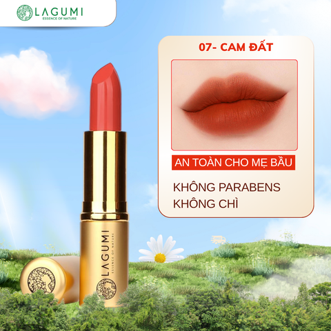 [Màu 07- CAM ĐẤT] Son môi không chì LAGUMI chiết xuất hạnh nhân lành tính an toàn cho mẹ bầu và sau sinh