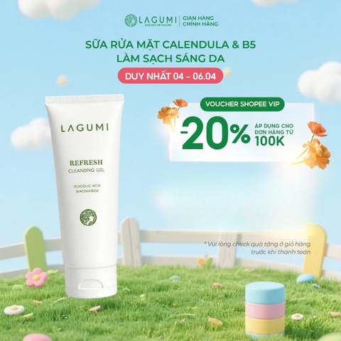 Sữa rửa mặt AHA LAGUMI sạch sâu, giảm viêm, ngừa mụn chiết xuất artiso, tràm trà an toàn lành tính 100ml