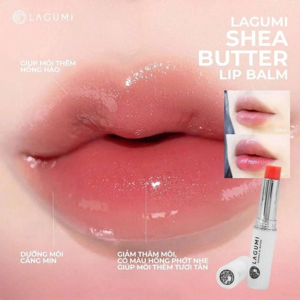 Son Dưỡng Có Màu Lagumi Shea Butter Cấp Ẩm, Làm Mềm, Giảm Thâm Môi An Toàn 2,3g