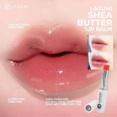 Son Dưỡng Có Màu Lagumi Shea Butter Cấp Ẩm, Làm Mềm, Giảm Thâm Môi An Toàn 2,3g
