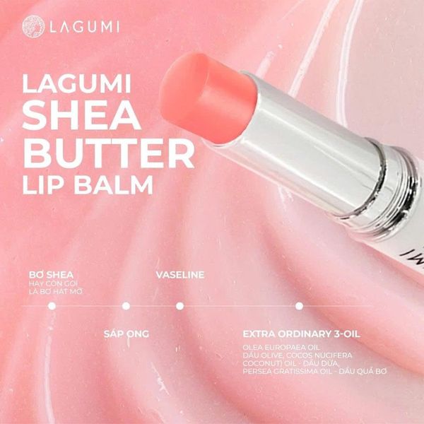 Son Dưỡng Có Màu Lagumi Shea Butter Cấp Ẩm, Làm Mềm, Giảm Thâm Môi An Toàn 2,3g
