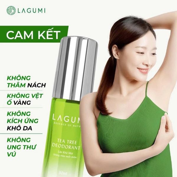 Lăn khử mùi tràm trà Lagumi không muối nhôm công nghệ ngăn mùi Nhật Bản khô thoáng đến 24h dung tích 30ml