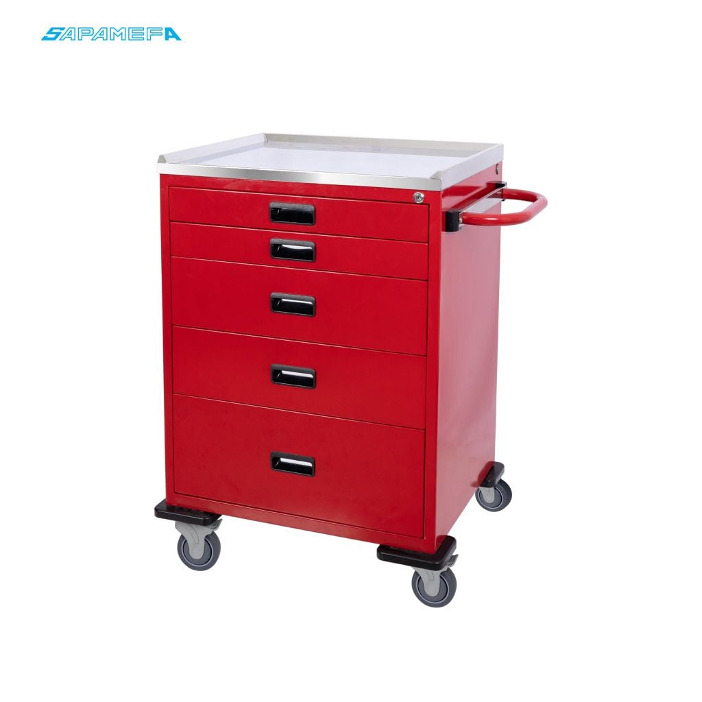 Xe đẩy y tế phòng cấp cứu (không có thanh trượt) SAPAMEFA – hình ảnh 3