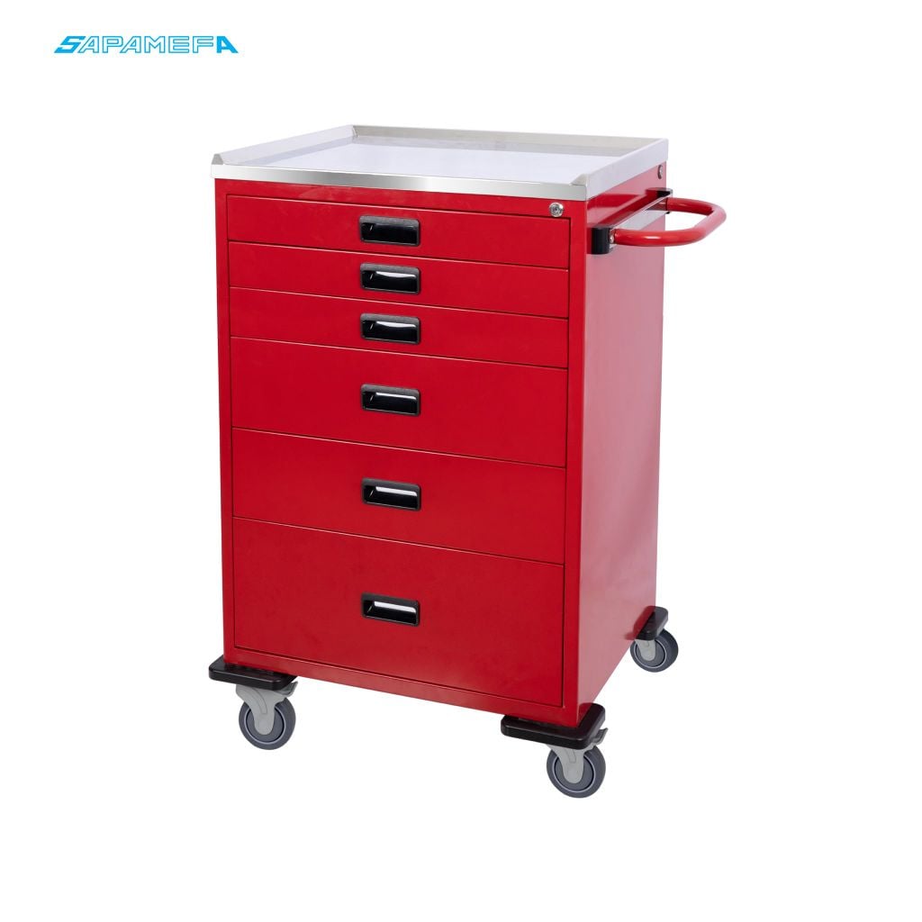 Xe đẩy y tế phòng cấp cứu (không có thanh trượt) SAPAMEFA – hình ảnh 4
