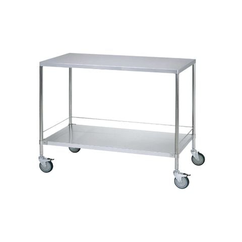 Xe đẩy dụng cụ 2 tầng kệ không gờ chắn SAPAMEFA