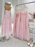  Đầm Hai Dây Ren Pink Muse 