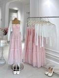 Đầm Hai Dây Ren Pink Muse 