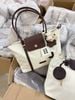 Túi Tote Nữ Vintage Phối Màu – Kèm Charm Gấu Dễ Thương