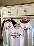  Áo thun cổ tròn tay raglan in chữ vintage Hàn Quốc 