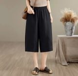  Quần linen nữ dáng lửng lưng chun phong cách Hàn Quốc nhẹ nhàng 