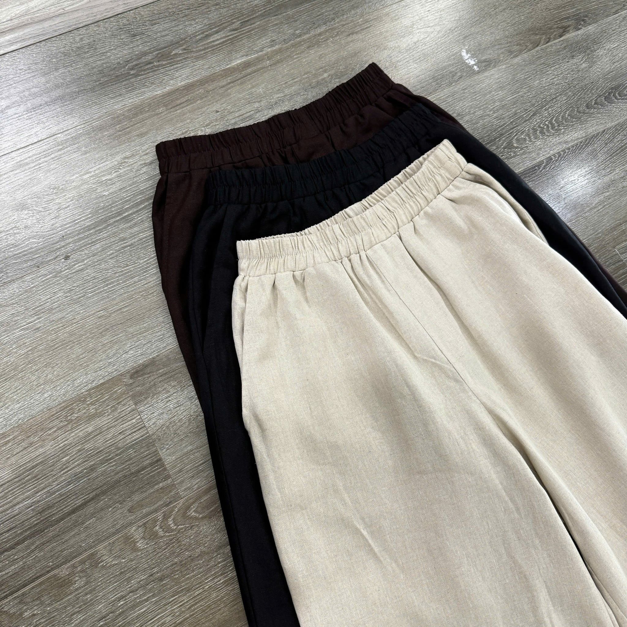  Quần linen nữ dáng lửng lưng chun phong cách Hàn Quốc nhẹ nhàng 
