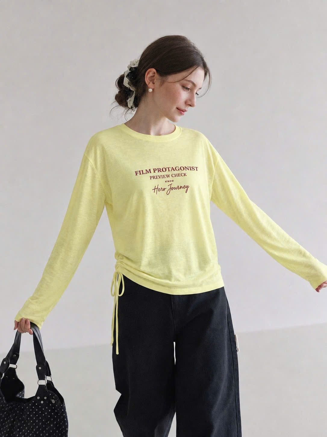  Áo thun nữ casual thiết kế nhún dây sườn phong cách năng động 