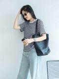  Áo phông nữ sọc ngang cổ tròn phong cách Hàn Quốc trẻ trung 