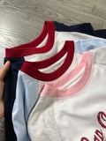  Áo thun cổ tròn tay raglan in chữ vintage Hàn Quốc 