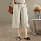  Quần linen nữ dáng lửng lưng chun phong cách Hàn Quốc nhẹ nhàng 