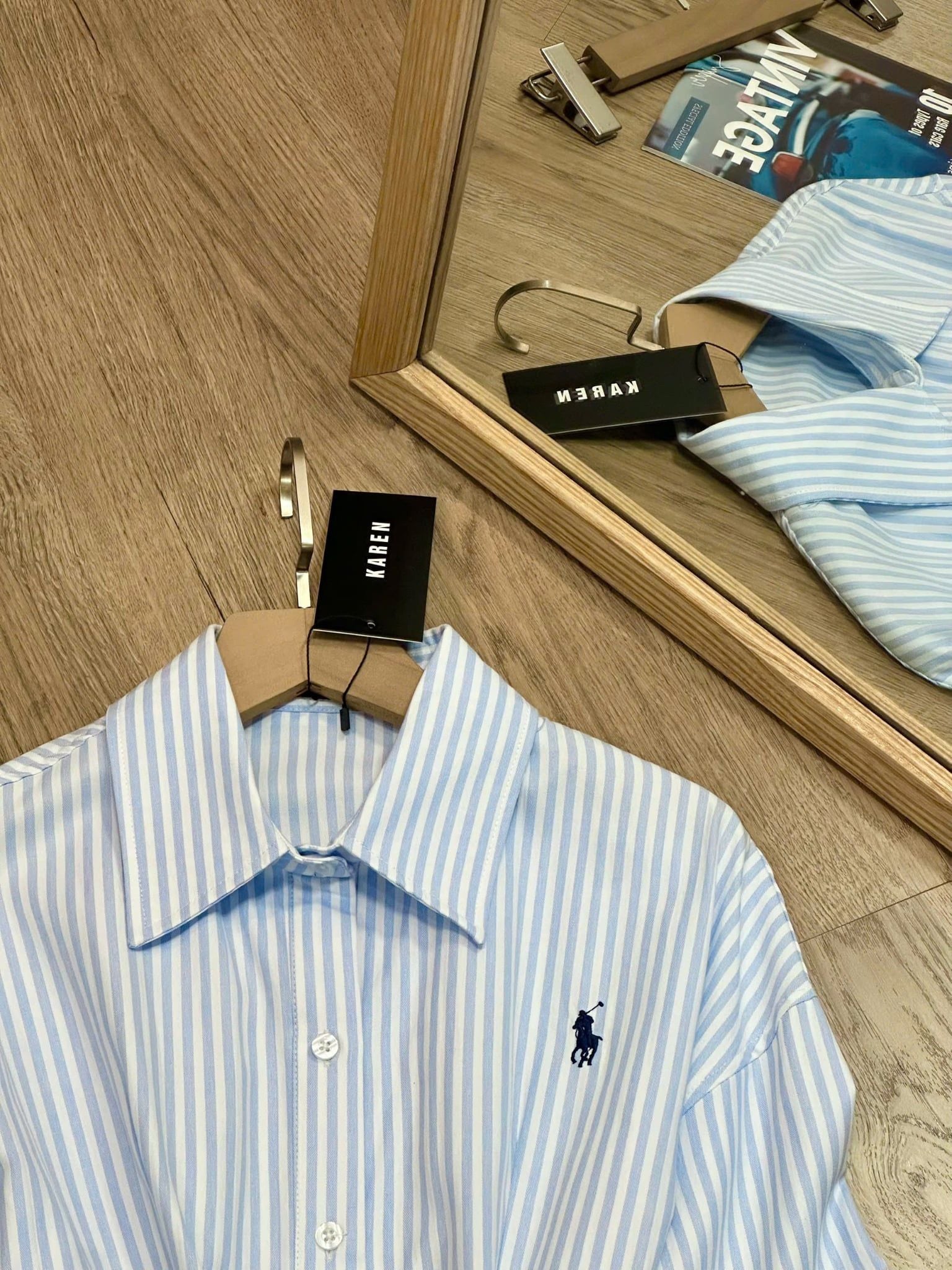  Đầm sơ mi nữ polo kẻ sọc kèm đai thắt eo 