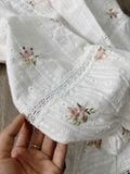  Áo kiểu nữ dài tay thêu hoa nhí viền bèo phong cách vintage 