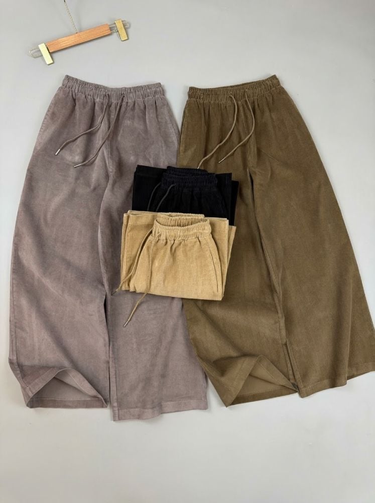  Quần culottes nhung tăm nữ dáng rộng phong cách Hàn Quốc 