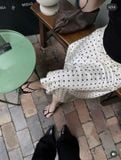  Chân váy lụa hoạ tiết chấm bi nữ 