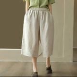  Quần linen nữ dáng lửng lưng chun phong cách Hàn Quốc nhẹ nhàng 
