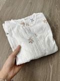  Áo kiểu nữ dài tay thêu hoa nhí viền bèo phong cách vintage 