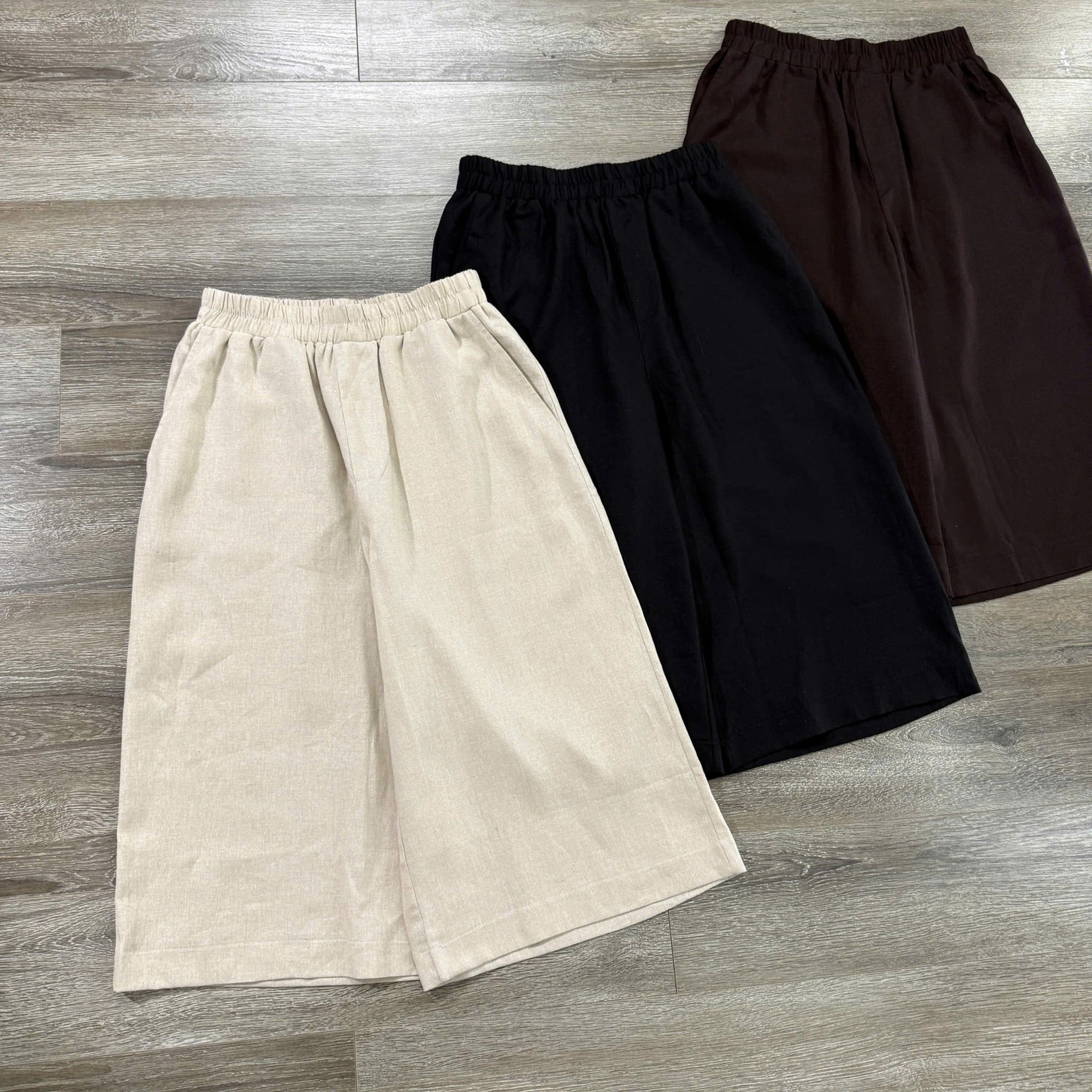  Quần linen nữ dáng lửng lưng chun phong cách Hàn Quốc nhẹ nhàng 