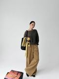  Quần culottes nhung tăm nữ dáng rộng phong cách Hàn Quốc 
