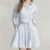  Đầm sơ mi polo kẻ sọc kèm đai thắt eo 