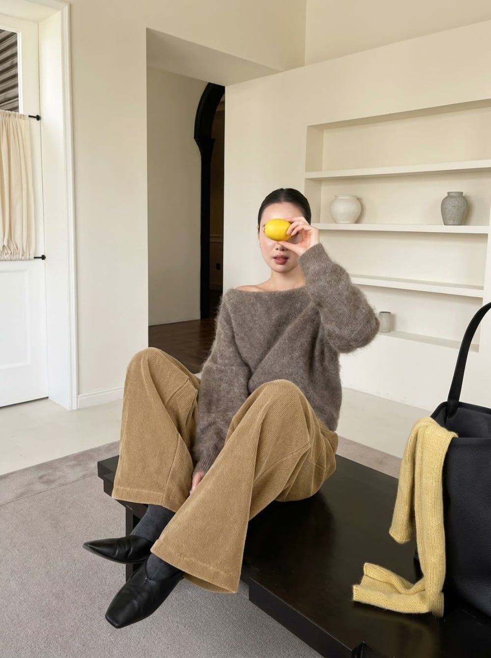  Quần culottes nhung tăm nữ dáng rộng phong cách Hàn Quốc 
