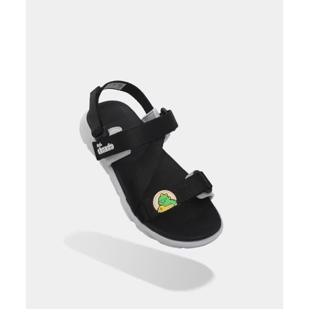  Sandal Shondo bé gái Little 6 tem gấu hồng kem, khủng long đen xám 