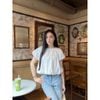  Áo nữ chất liệu linen họa tiết chấm bi form rộng thoáng mát 