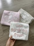  Áo thun ôm body ngắn tay thêu chữ nổi phong cách Y2K 