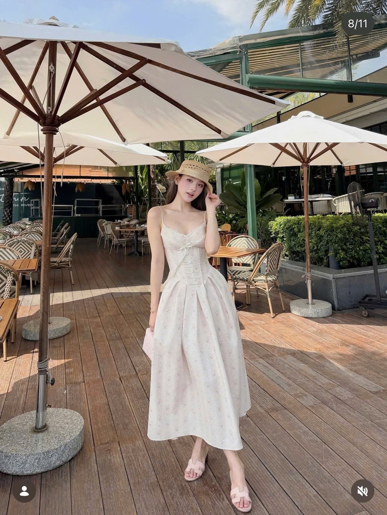  Đầm Nữ Hai Dây Xòe Công Chúa 