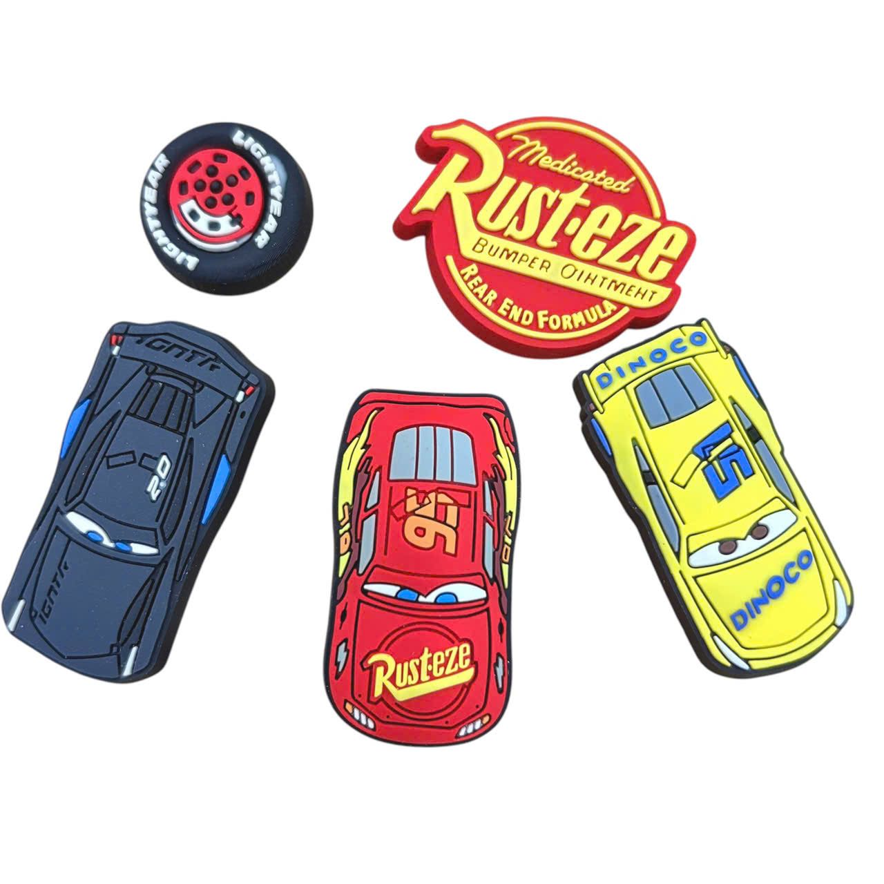  Set 5 cái Jibbitz charms sticker 3D mã vạch nhiều chủ đề trang trí gắn dép sục cao cấp 