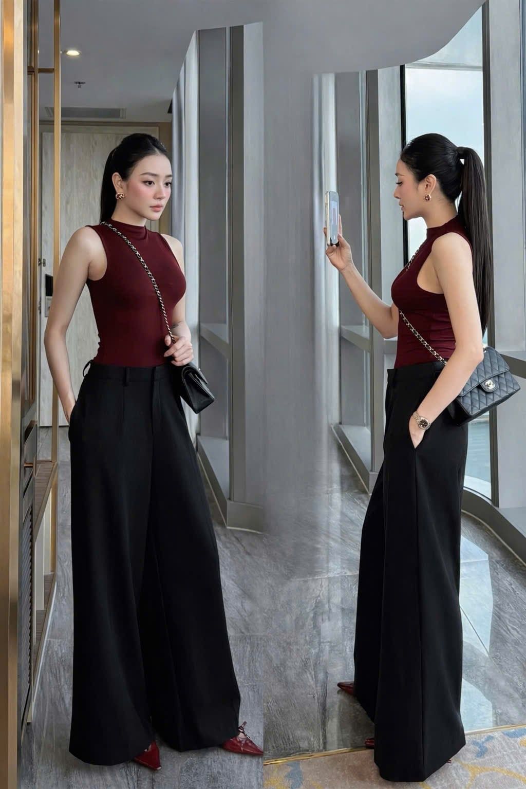  Quần ống rộng suông nữ 