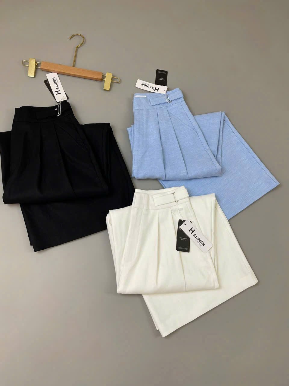  Quần ống rộng linen nữ 