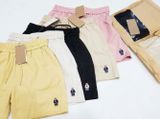  Quần short nữ thêu hình gấu cạp chun năng động, dễ thương 