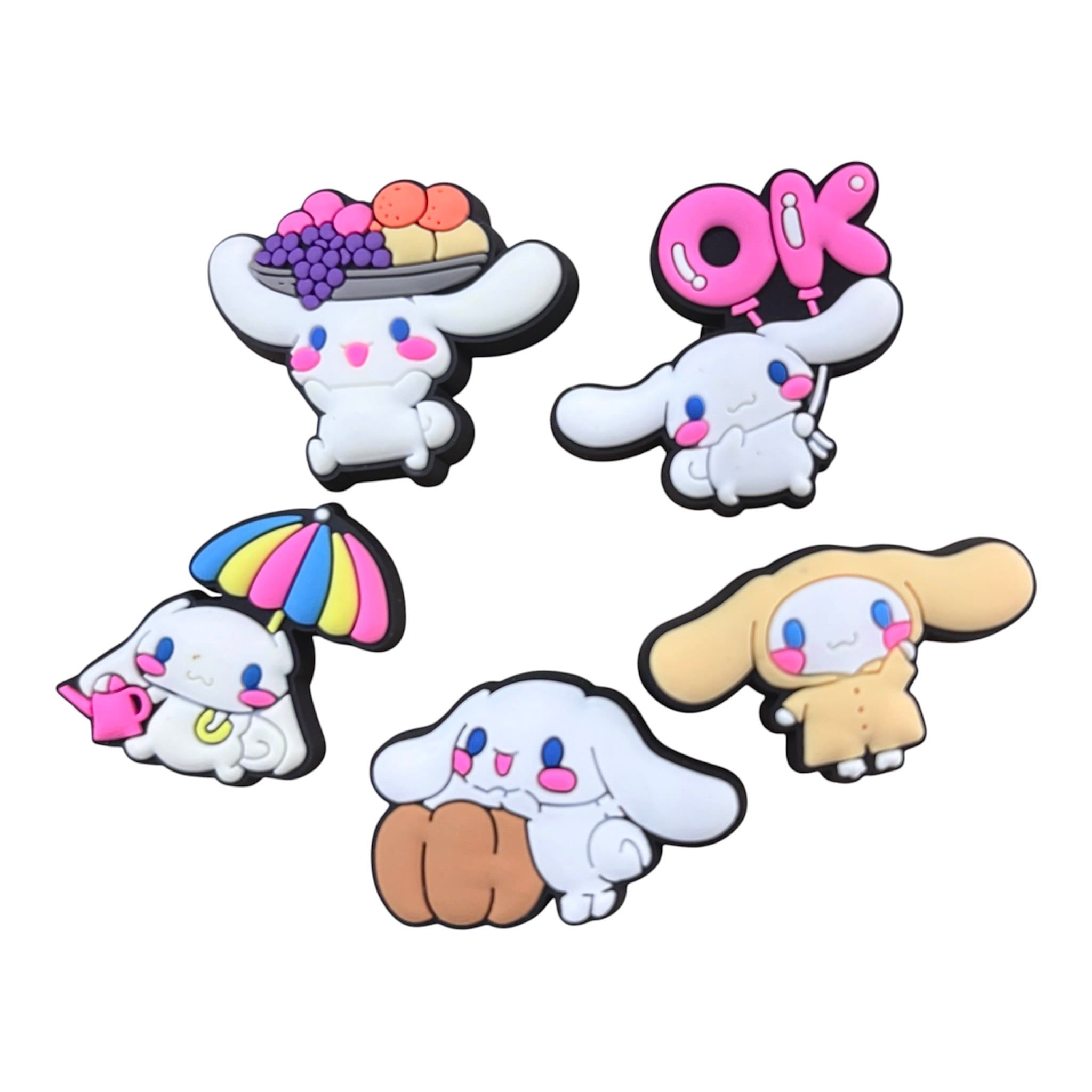  Set 5 cái Jibbitz charms sticker 3D mã vạch nhiều chủ đề trang trí gắn dép sục cao cấp 