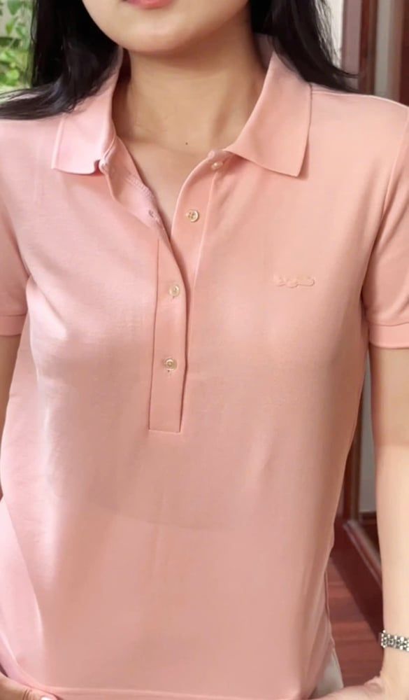  Áo Polo Nữ Basic Hồng Pastel 