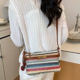  Túi bucket chio cói đan phối da nâu đeo chéo nữ 